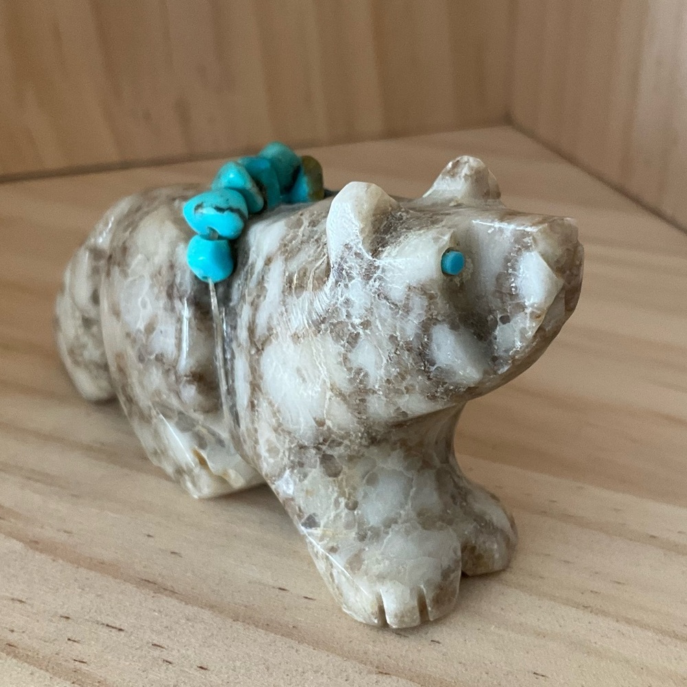 Zuni Picasso Jasper Marble Wolf Hand Carved Bu Zuni Artist Davey Cooeyat…
